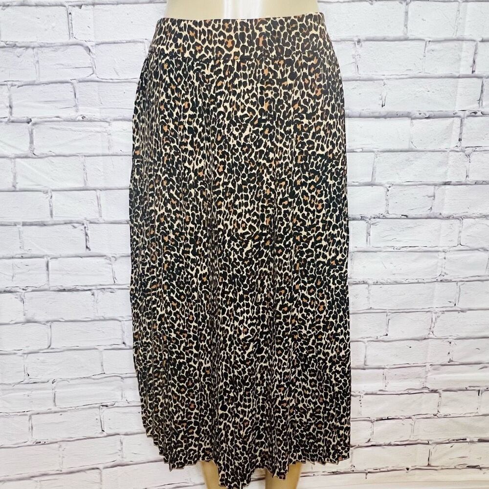 J. Crew Women's Multicolor Allover Animal-Print Lined Pleated Midi Skirt Size 4